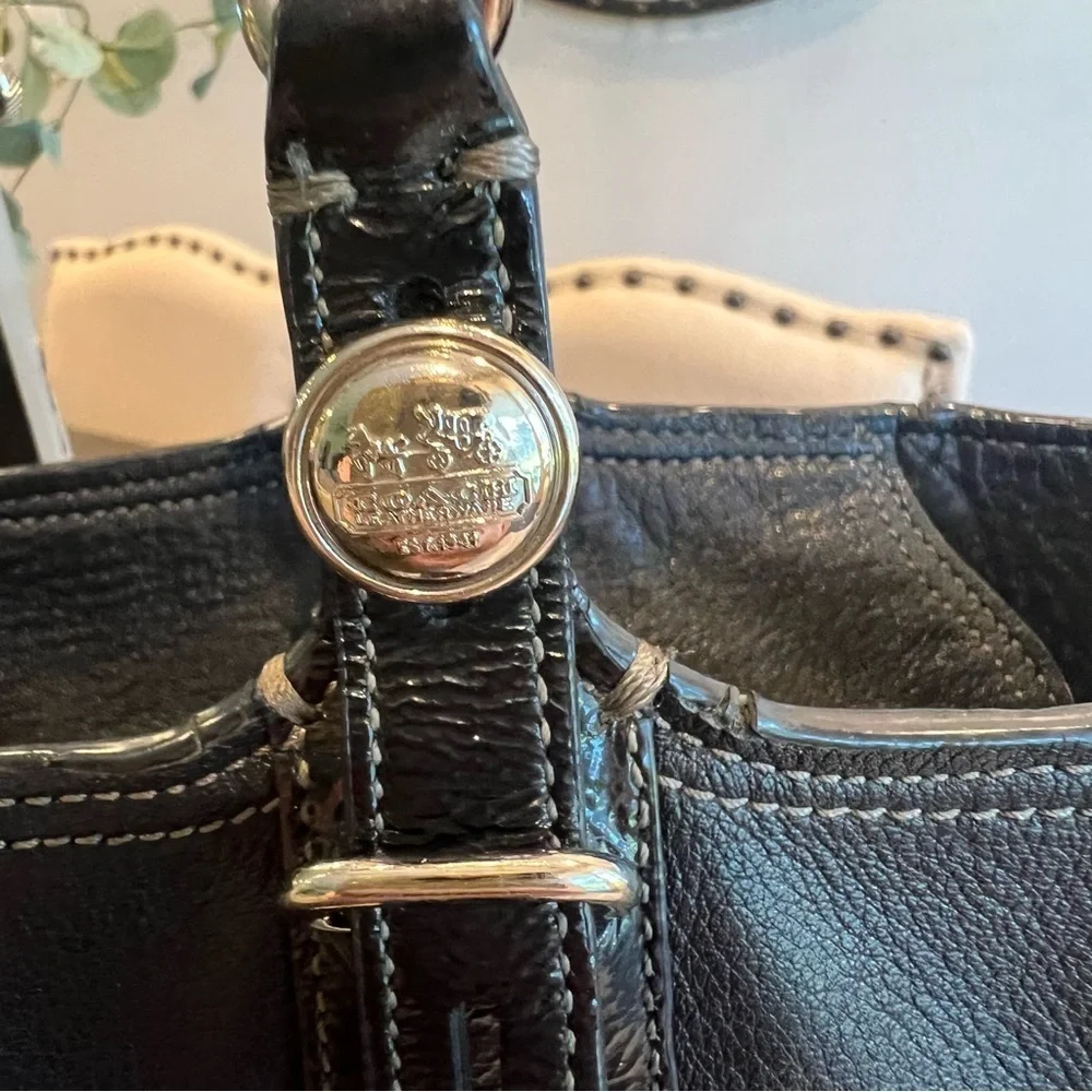 Coach Madison Tribeca (11411) Black Leather Tote with Silver Accents - EUC
